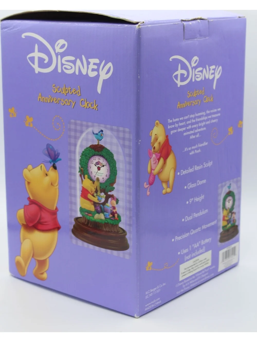 Disney Winnie Pooh Glass Dome Piglet Tree Pendulum Sculpted Anniversary Clock 9